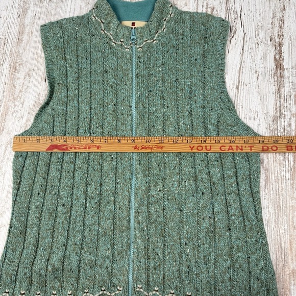 Woolrich Sweater Vest Womens Medium Aquamarine Heather Full-Zip Ramie Wool Blend - Picture 8 of 8